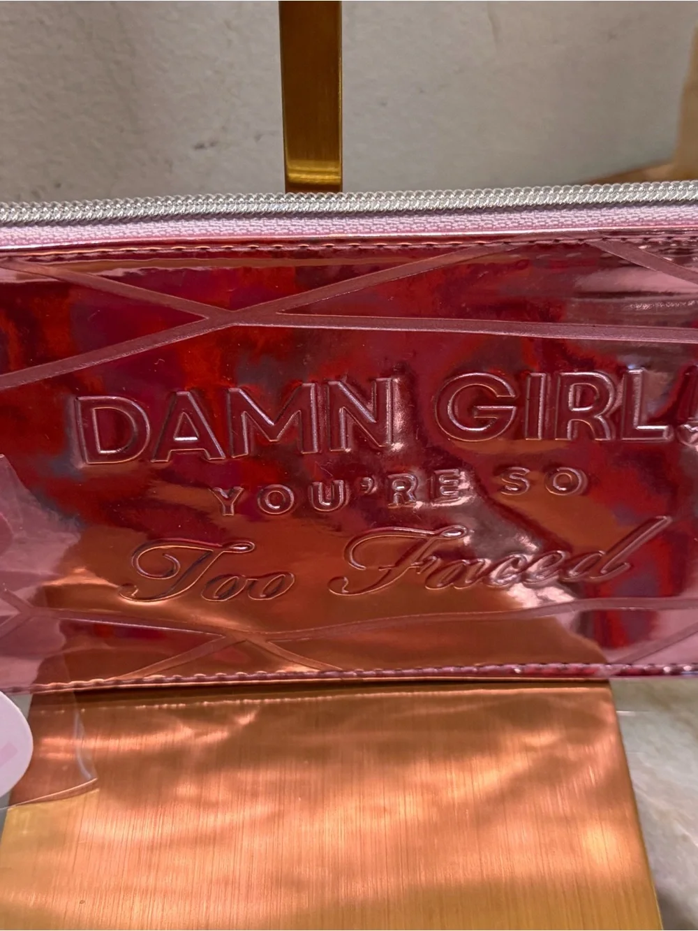 Two Faced Metallic Pink Cosmetic Bag - 